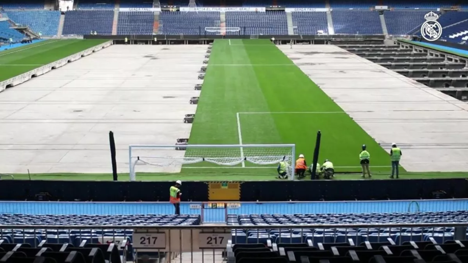 edilon)(sedra Corkelast Embedded Rail System (ERS) in a football stadtion in Madrid