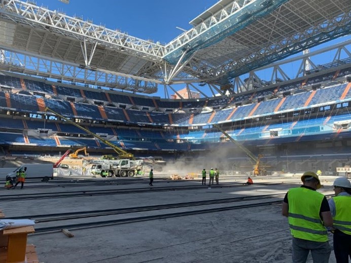 edilon)(sedra Corkelast Embedded Rail System (ERS) in the football stadium of Real Madrid