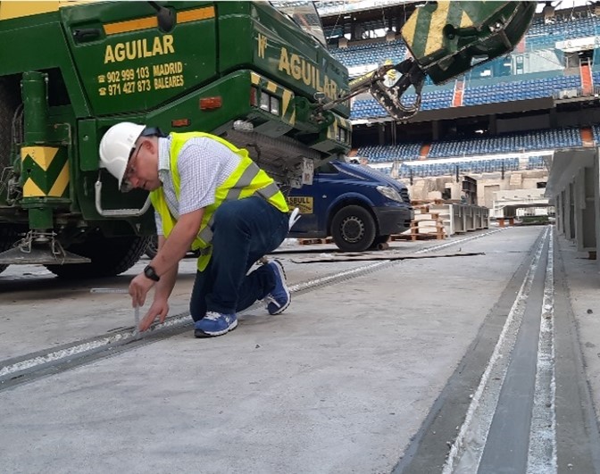 edilon)(sedra Corkelast Embedded Rail System (ERS) in the football stadium of Real Madrid